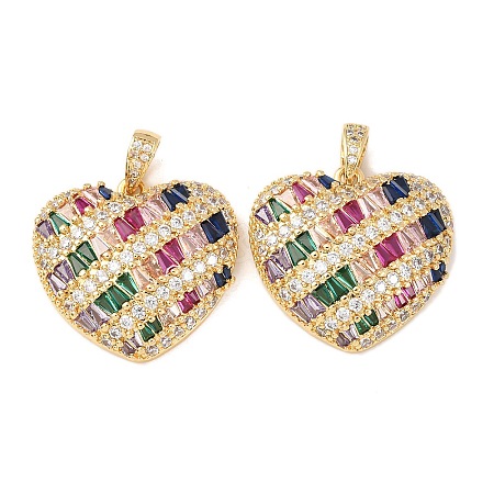 Brass Micro Pave Cubic Zirconia Pendants KK-K408-74G-1