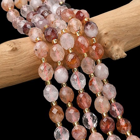 Natural Red Hematoid Quartz/Ferruginous Quartz Beads Strands G-F809-A02-01-1