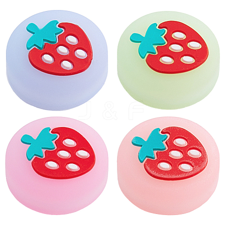 4Pcs 4 Colors Silicone Replacement Strawberry Thumb Grip Caps AJEW-GF0009-57-1