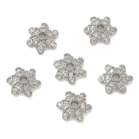 Brass Micro Pave Cubic Zirconia Bead Caps CU-CBA6E4E-10P-1