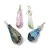 Electroplated Platinum Palted Copper Wire Wrapped Natural Quartz Crystal Pendants G-L133-07F-1