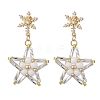 Glass Star Stud Earrings EJEW-MZ00256-03-1