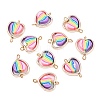 CCB Plastic Frame with Polymer Clay Rainbow Beads Links Connector Charms KK-D103-08D-RG-1