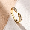 Brass Micro Pave Cubic Zirconia Open Cuff Rings for Women RJEW-G341-03G-02-1