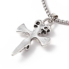 Alloy Skull Cross Pendant Necklace with 304 Stainless Steel Box Chains NJEW-C007-06AS-3