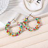 Bohemian Style Iron Glass Seed Beaded Hoop Earrings FS-WG64163-03-1