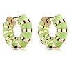Enamel Striped Thick Hoop Earrings JE1110D-1