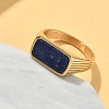316L Stainless Steel Natural Lapis Lazuli Finger Rings for Women RJEW-U054-02C-03G-3