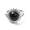 Natural Obsidian Adjustable Rings RJEW-P043-02P-17-2