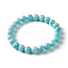 Natural Larimar Round Beaded Stretch Bracelet BJEW-A120-01C-3