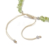 Natural Peridot Chip Nylon Braided Beaded Bracelet Making AJEW-JB01296-02-3