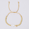 Brass Round Bead Braided Bead Bracelets LS-VB3830-11-1