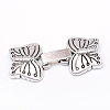 Butterfly Tibetan Style Alloy Fold Over Clasps X-TIBE-R308-02AS-NR-2