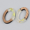 Transparent Resin & Walnut Wood Pendants RESI-S389-022A-D01-2