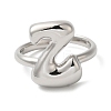 Initials Brass Open Cuff Ring for Women RJEW-N046-02Z-P-2