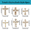 GOMAKERER 48Pcs 6 Styles Alloy Rhinestone Cross Cabochons DIY-GO0002-01-2