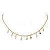 3MM Faceted Round Natural Multicolor Tourmaline Pendant Bib Necklaces with 304 Stainless Steel Cable Chains NJEW-JN05943-2