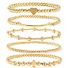 Brass and Stainless Beaded Stretch Bracelet Sets VB9693-7-1