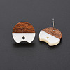 Two Tone Resin & Walnut Wood Stud Earring Findings MAK-N032-033-4