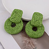Rectangle with Flat Round Alloy Raffia Dangle Stud Earrings FS-WGEAAFD-01-1