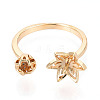 Lotus Flower Brass Micro Pave Clear Cubic Zirconia Cup Peg Ring Settings KK-T076-19G-2