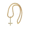 Alloy Full Crystal Rhinestone Christian Inverted Cross Pendant Necklaces NJEW-P333-01G-4