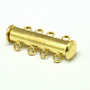4-Strands 8-Holes Tube Brass Magnetic Slide Lock Clasps KK-D474-G-NF-2