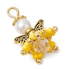 Handmade Nylon Wired Glass Beaded Pendants with Alloy Beads and Glass Pearl Beads PALLOY-MZ00511-01-3