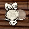 25x4.5mm Dome Transparent Glass Cabochons and Antique Silver Owl Alloy Pendant Cabochon Settings for DIY DIY-X0182-AS-NR-2