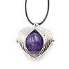 Natural Amethyst Cage Pendant Necklaces PW-WG28400-06-1