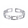 Non-Tarnish 304 Stainless Steel Rectangle Wrap Open Cuff Ring LS-RJEW-T023-70P-1