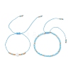 2Pcs Adjustable Glass Seed Beads & Glass Beads Braided Bead Bracelets Set BJEW-MZ00287-02-2