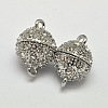 Oval Brass Rhinestone Magnetic Clasps with Loops KK-D507-B-11P-1
