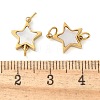 304 Stainless Steel Pave Natural White Shell Star Connector Charms STAS-Q345-34G-3