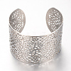 Non-Tarnish 304 Stainless Steel Filigree Cuff Bangles X-STAS-S060-15-1