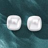 Square Brass & Plastic Stud Earrings for Women EJEW-G425-01G-02-3