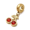 304 Stainless Steel Hyacinth Rhinestone Fruit European Dangle Charms STAS-D153-24G-2