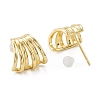 Brass Stud Earrings X-ZIRC-P088-04G-2