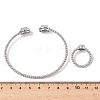 Oval Brass Micro Pave Cubic Zirconia Cuff Bangles & Rings Sets for Women SJEW-R002-03P-01-5