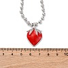 Brass Red Enamel Strawberry Pendant Ball Chain Necklaces NJEW-Z059-02P-3