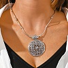 Flat Round Ethnic Style Alloy Pendant Necklaces & Dangle Earrings Sets FS-WG33C92-01-2