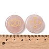 13Pcs Flat Round Natural Rose Quartz Rune Stones G-K335-08E-3