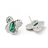 Green Cubic Zirconia Butterfly Stud Earrings EJEW-G297-35B-P-2