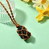 Natural Black Tourmaline Macrame Pouch Adjustable Slider Necklaces NJEW-M090-01-5