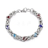 304 Stainless Steel Byzantine Chain Bracelet for Girl Women BJEW-Z011-17P-2