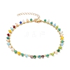 Rondelle Glass Charm Anklets AJEW-AN00344-05-1