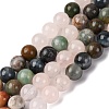 Natural Quartz Crystal & Rhodochrosite & Rose Quartz & Amethyst & Strawberry Quartz & Tourmalinated Quartz/Black Rutilated Quartz Beads Strands G-B143-A01-8mm-2