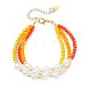 Opaque Solid Color Glass & Plastic Pearl Multi-strand Bracelets BJEW-JB12969-2