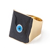 Square Enamel with Evil Eye Wide Band Finger Rings LS-RJEW-A014-02G-08-3
