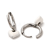 White Enamel Heart Dangle Hoop Earrings EJEW-P219-07P-2